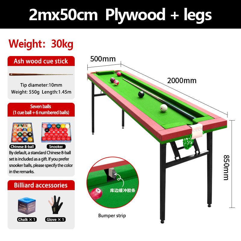 2m x 50cm Multilayer Board Billiard Table with Legs