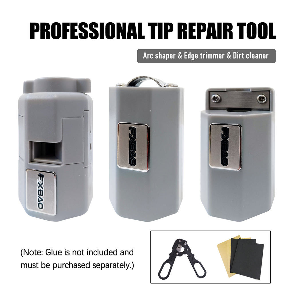 Multi-Function Pool Cue Tip Repair Tool Set - Arc Shaper, Edge Trimmer & Tip Cleaner
