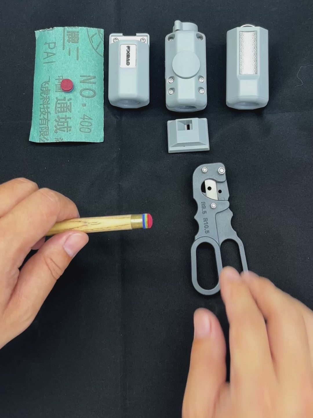 Multi-Function Pool Cue Tip Repair Tool Set - Arc Shaper, Edge Trimmer & Tip Cleaner